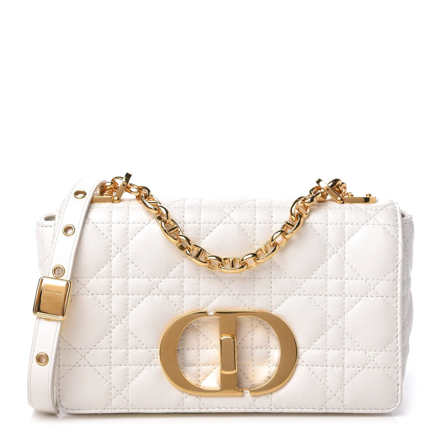 DIOR Lambskin Cannage Small Caro Bag White