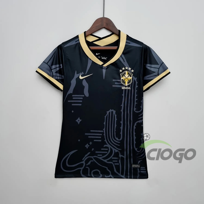 Brazil Femmina Jersey Nero 2022