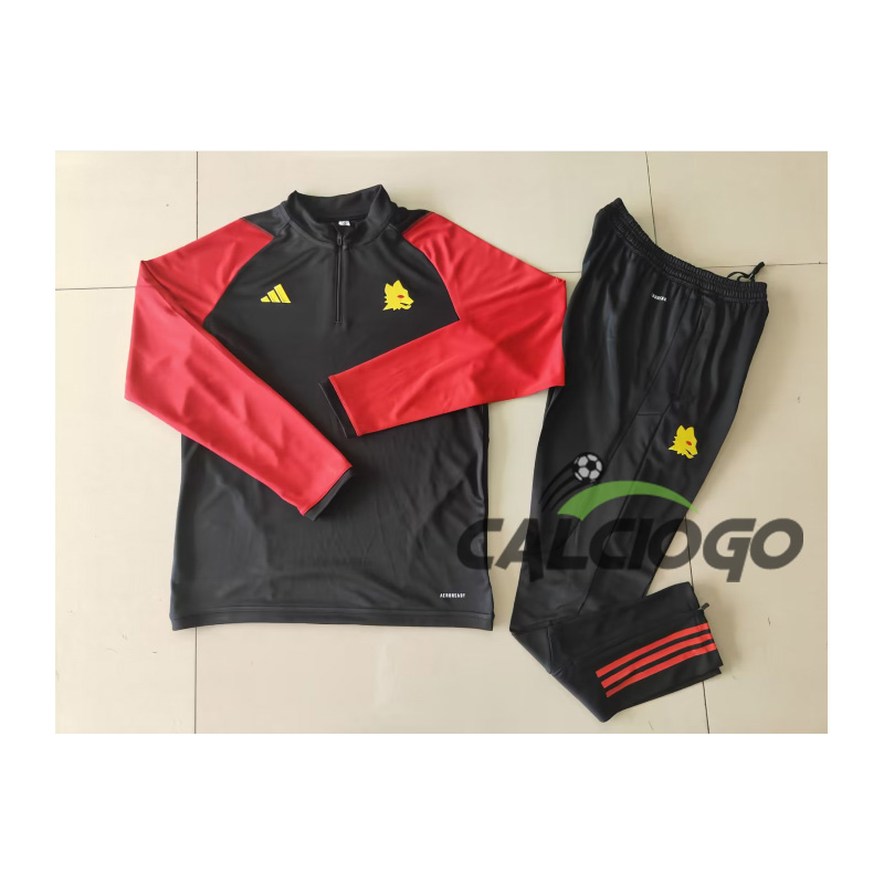 Tuta Calcio AS Roma Felpa Zips Nero 2023-2024