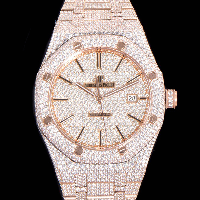 Audemars Piguet Royal Oak Gold Iced Out Audemars Piguet Royal Oak Selfwinding Rose Gold 15400 Iced Out Watch
