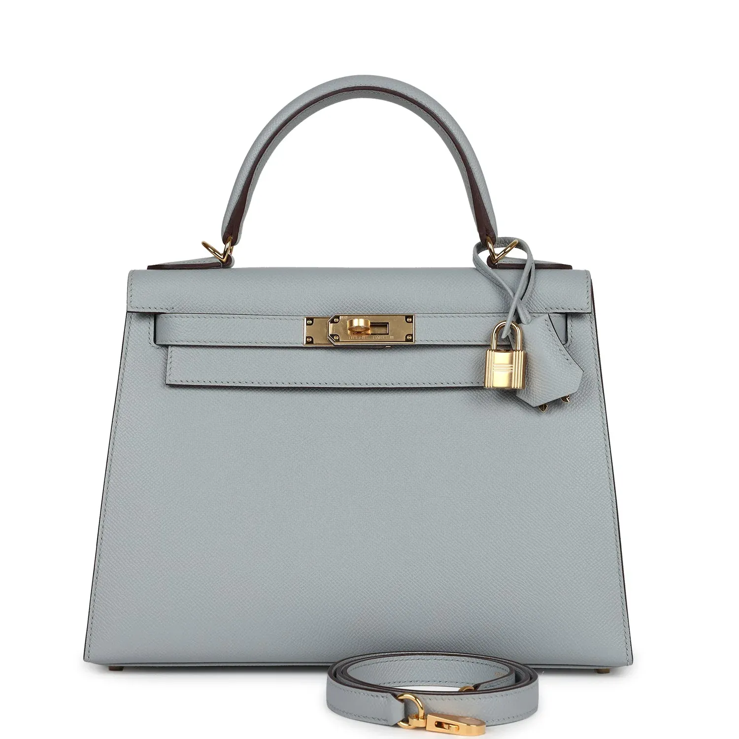 Hermès Special Order (HSS) Kelly Sellier 28 Bleu Glacier Verso Epsom Gold Hardware