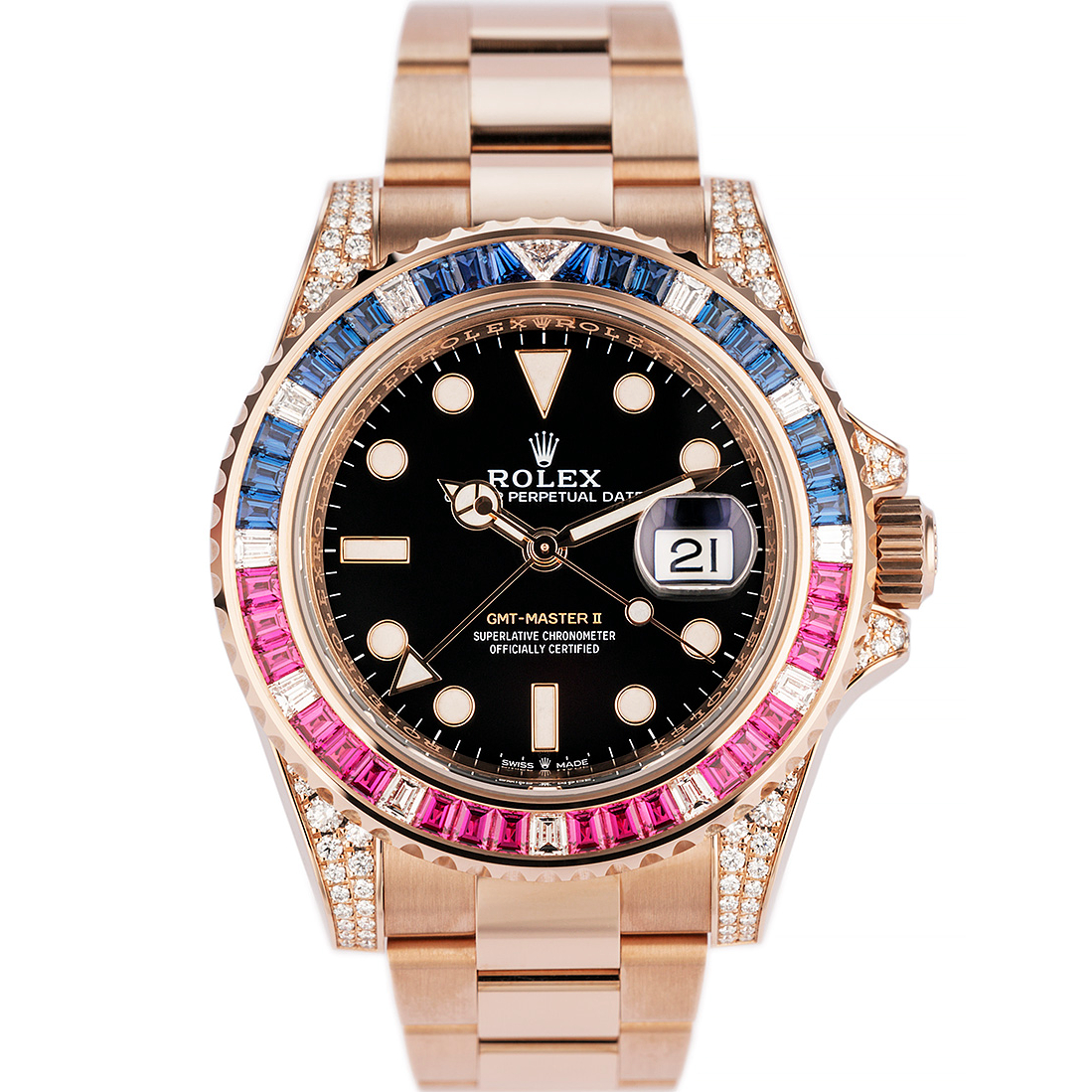 Rolex GMT Master 2 Iced Lugs Sapphire Diamond Ruby Bezel 126755SARU