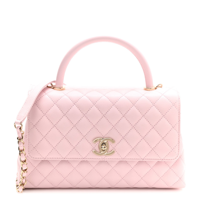 Caviar Quilted Small Coco Handle Flap Light Pink