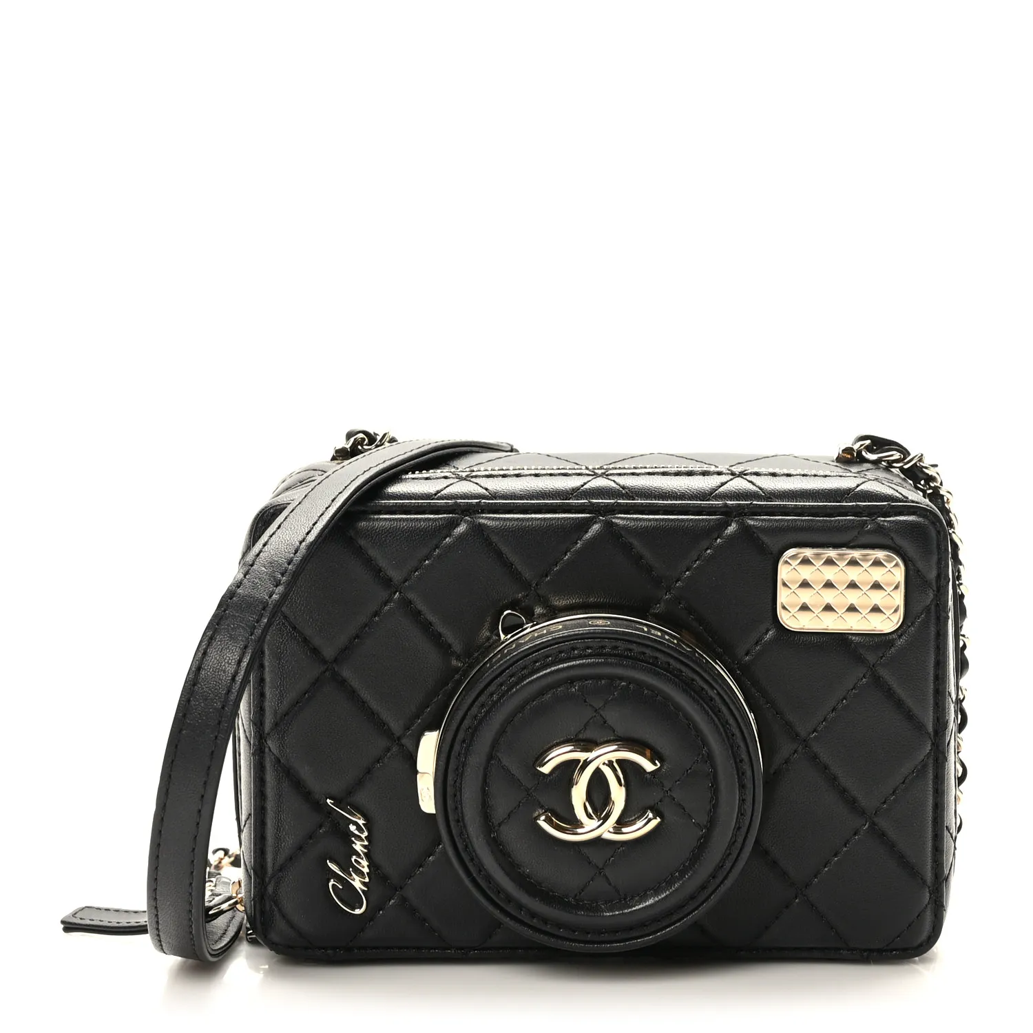 CHANEL Lambskin Quilted Coco Click Bag Black