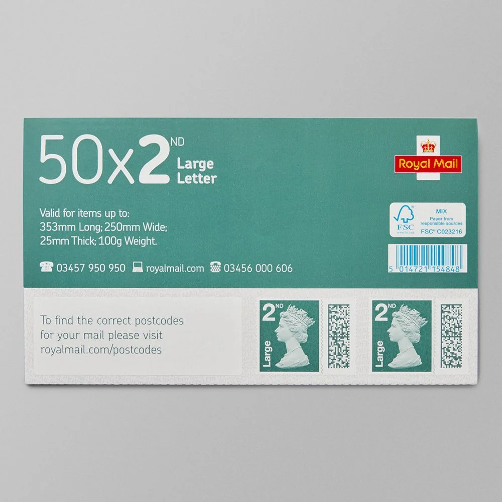 50 x 2nd Class Large Letter Stamp Sheet