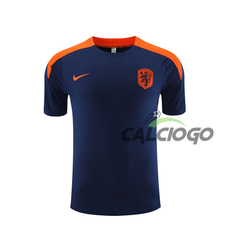 Maglia Netherlands Blu Navy Manica Corta 2024-2025