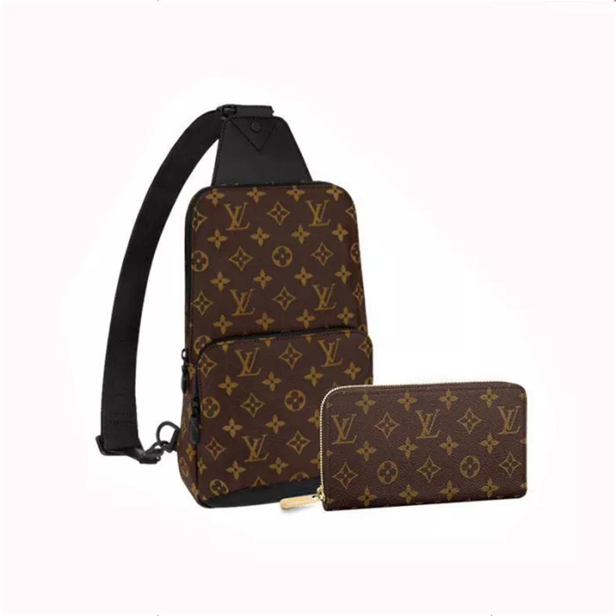 LOUIS VUITTON Louis Vuitton Avenue sling bag long wallet 2-piece set deals Ref: M45897 + M60017