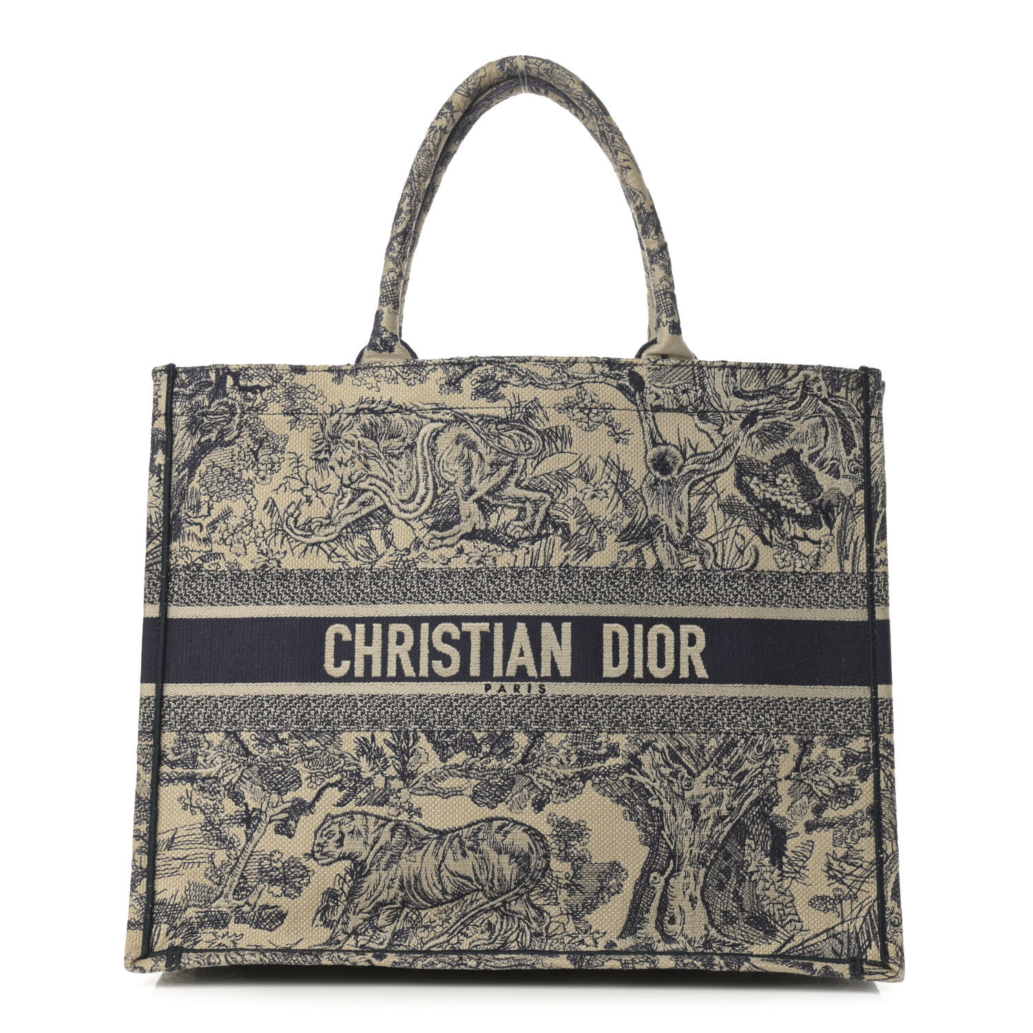 DIOR Canvas Embroidered Large Dioriviera Toile De Jouy Book Tote Blue