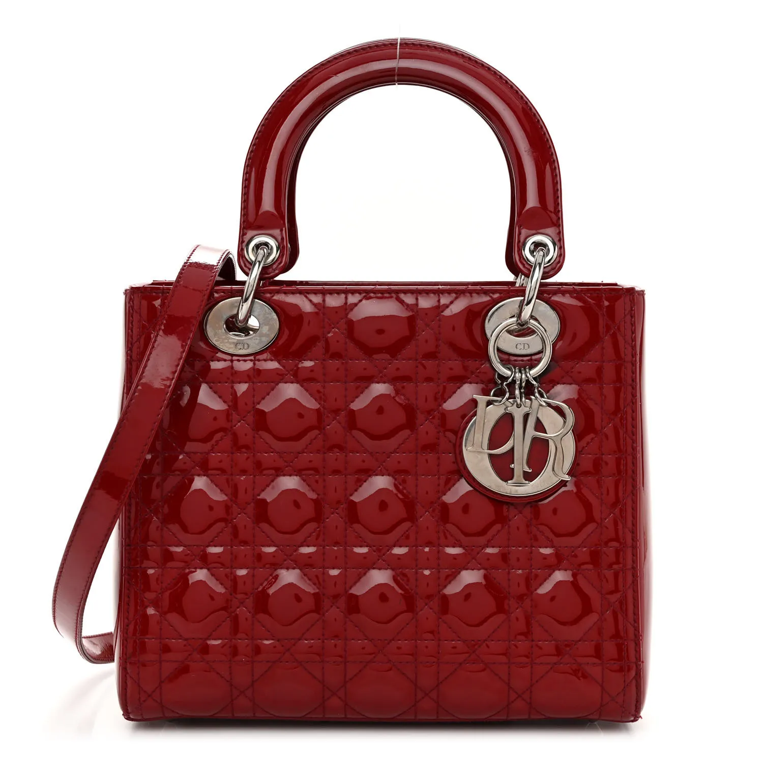 DIOR Patent Cannage Medium Lady Dior Red