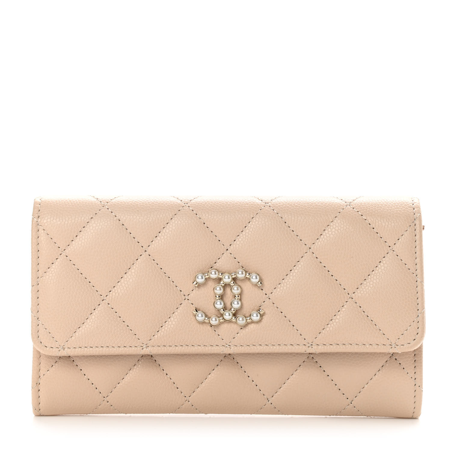 Chanel Caviar Quilted Coco Pearl Candy Wallet