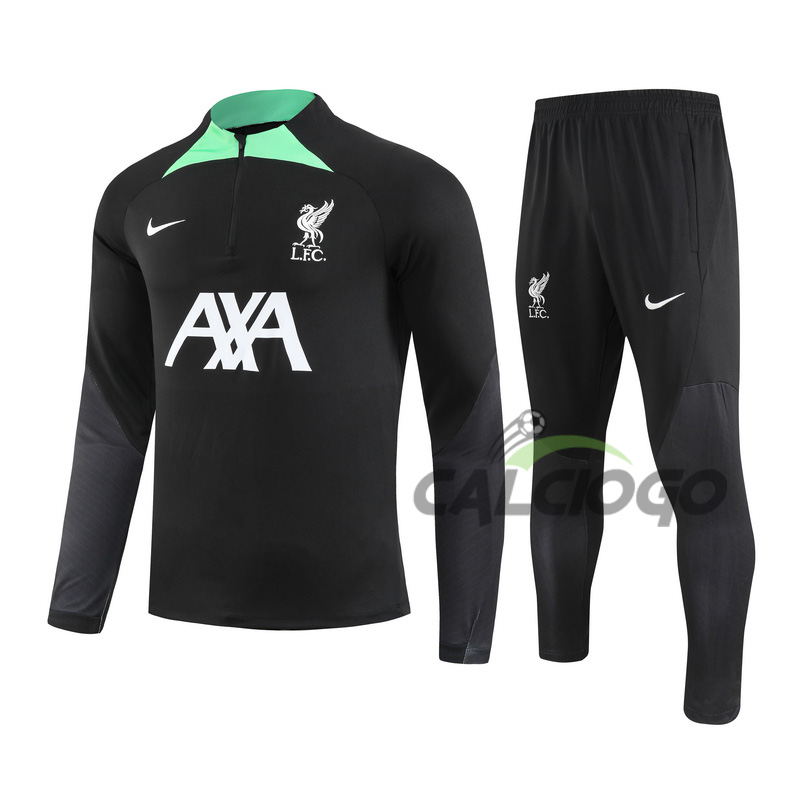 Tuta Calcio Liverpool Felpa Zips Nero 2023-2024