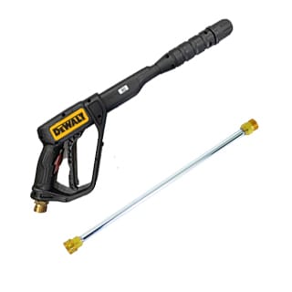 The included ergonomic spray gun and 16-inch steel wand/lance.