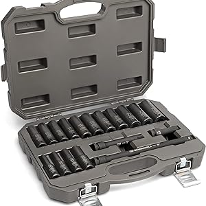 GEARWRENCH 18 Piece 1/2; Drive Deep Metric Impact Socket Set - 89096