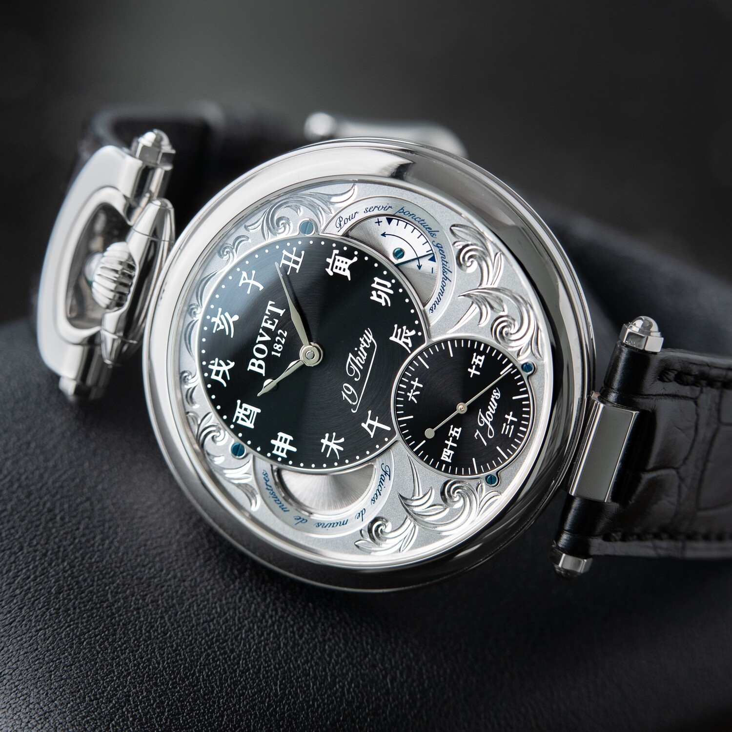 Bovet 19Thirty Fleurier Black Sunburst RARE Chinese Dial Steel 42mm