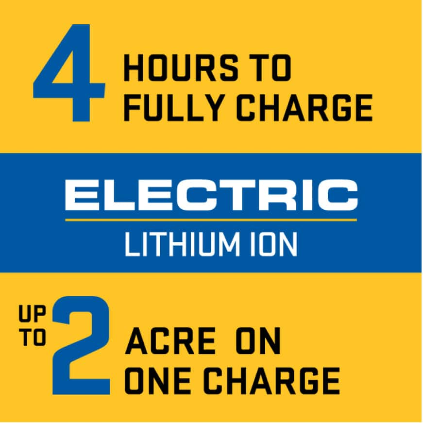 fast charge battery, mow 2 acres, battery riders that mow 2 acres, battery riders that mow 1 acre, electric riders that mow 1 acre