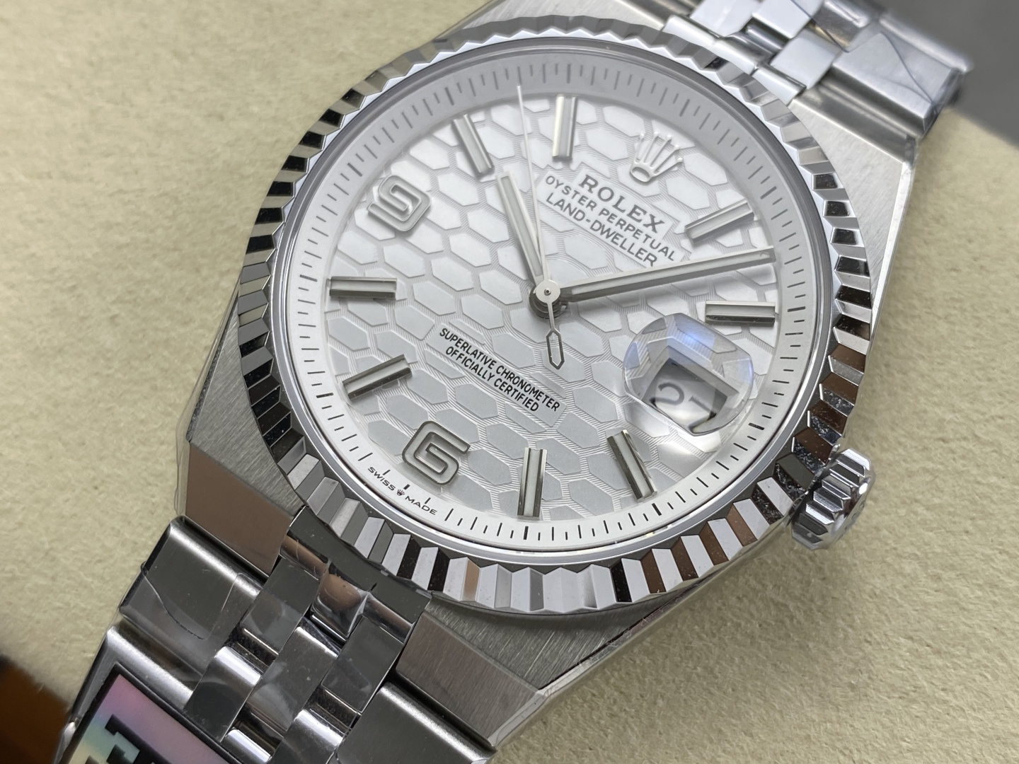 GYL Rolex Land-Dweller 127234 White Honeycomb-Motif Dial Jubilee Bracelet Replica 36mm-GYL-GaiYalun