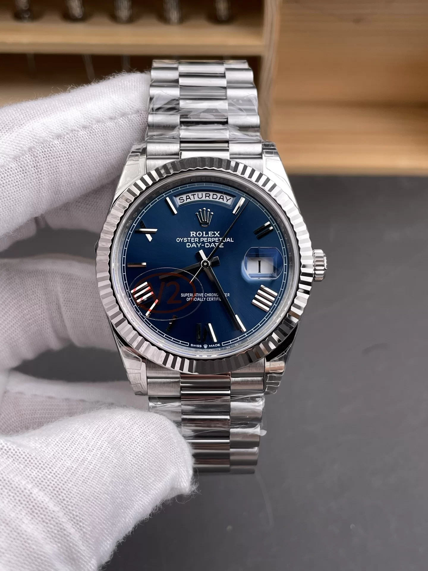 GYL Rolex Day-Date 40mm Blue Sunburst Roman Dial Fluted Bezel President Bracelet (228239) 11 Super Clone – DD3255 Movement-GYL-GaiYalun