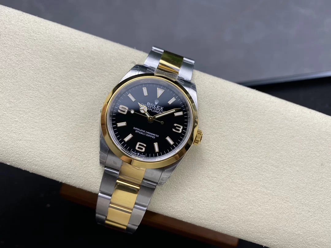 GYL Rolex Explorer 36mm Two-Tone Yellow Gold Black “3-6-9” Dial Smooth Bezel Oyster Bracelet (124273) 1:1 Super Clone – DD3230 Movement-GYL-GaiYalun