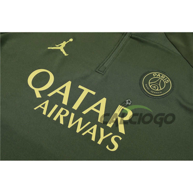Tuta Calcio Paris PSG Felpa Zips Verde 2023-2024