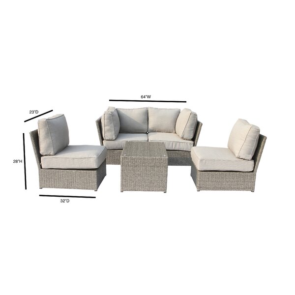 Widener Wicker/Rattan 4 - Person Seating Group with Cushions