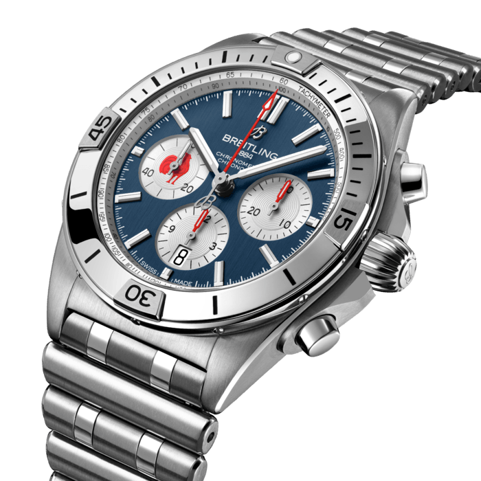 Breitling’s all-purpose watch for the fast and fearless world of rugby.We’re the official timing partner and exclusive luxury watch provide to Six Nations Rugby, the championship known the world over for showcasing exhilarating men and women’s matches between its six competing unions: England, Ireland, Wales, Scotland, France and Italy. Now our Chronomat Six Nations captures their spirit in a special-edition watch series. The six watches, limited to 150 pieces each, feature the signature Chronomat characteristics: the raised rider tabs at the 15 minute marks, the easy-grip onion crown and the classic rouleaux bracelet—all powered by Breitling’s exceptional Manufacture Caliber 01. Each model sets itself apart with the individual union’s colors and logo, as well as a caseback specially engraved with the name of each team, “Six Nations” and the “One of 150” limitation. A powerhouse lineup, the Chronomat Six Nations is available in the UK and select EU countries.