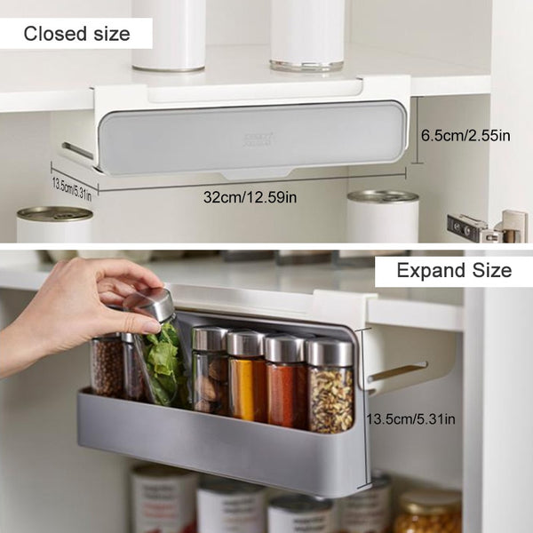 Maximize Your Homestead Cuisine Space with our Convenient Self-Adhesive Wall-Mounted Under-Shelf Spice Rack Organizer