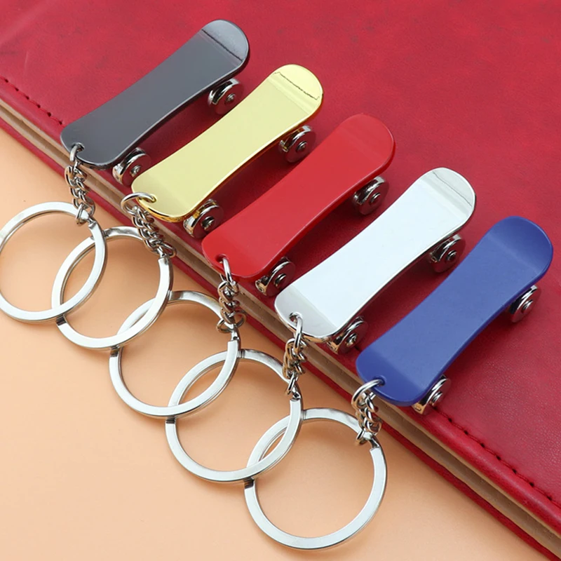 Creative Fingertip Scooter Keychain Stainless Steel KeyRing Charms Finger Skateboard Decompress Toy Gift Key Holder Accessory 1X
