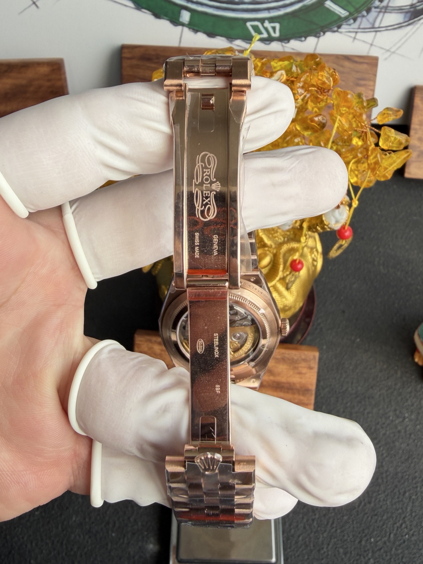 GYL Rolex Land-Dweller 127385TBR-0003 Rose Gold White Honeycomb-motif Diamond-set Dial Best Replica BPF 40mm-GYL-GaiYalun