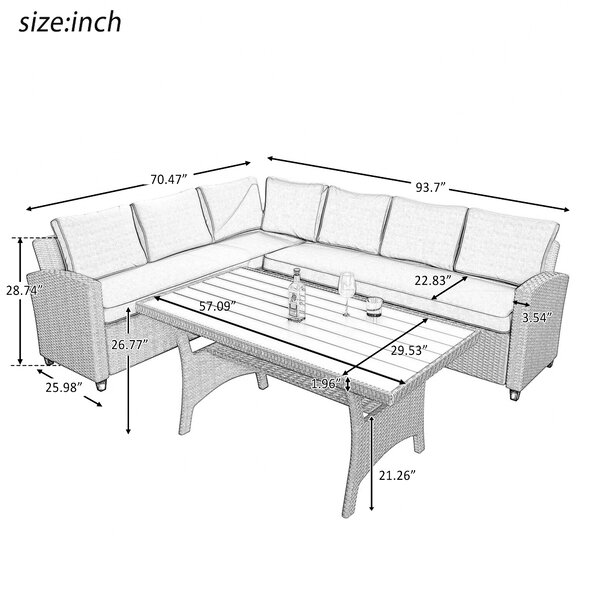 Bradyn Wicker/Rattan 7 - Person Seating Group with Cushions