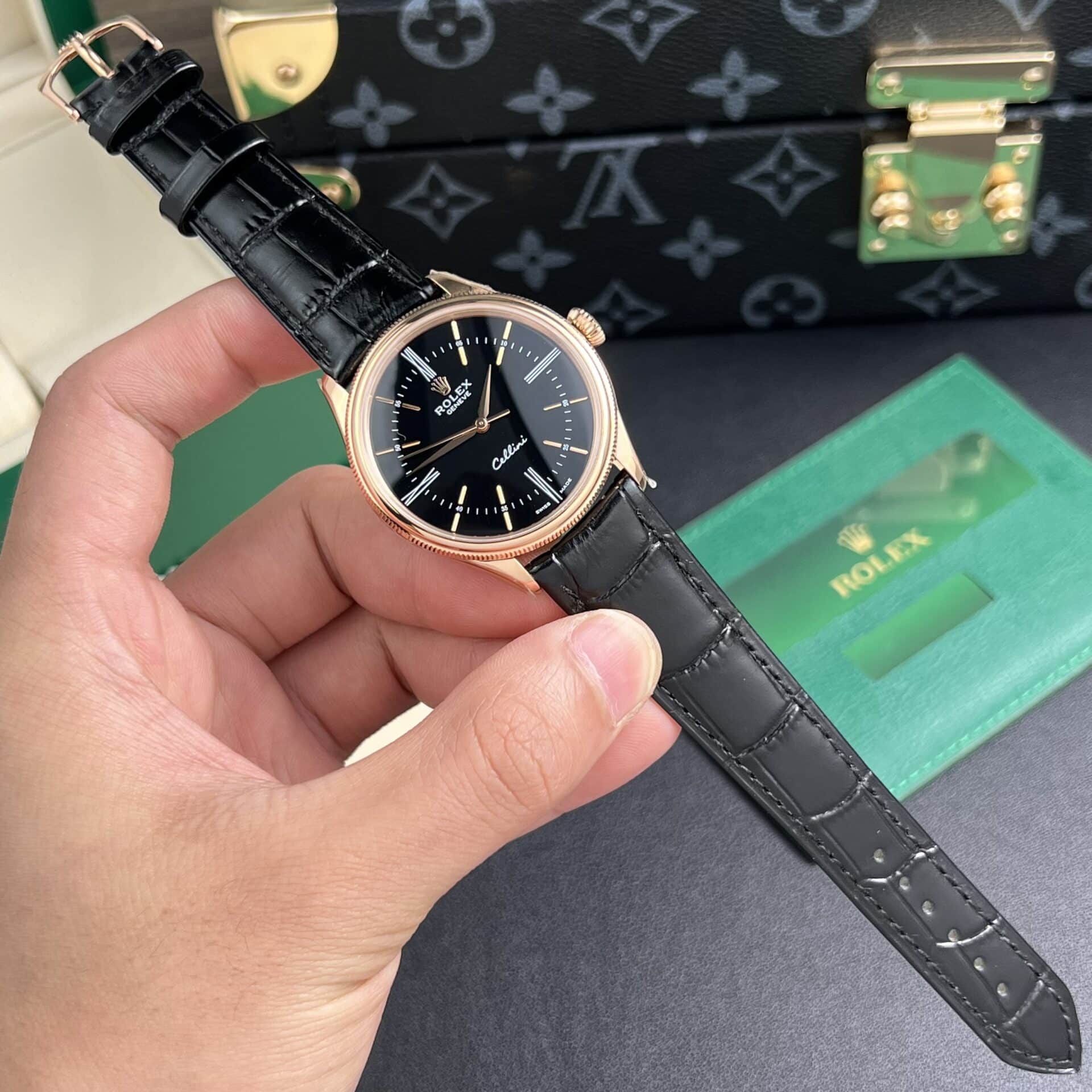GYL Rolex Cellini Time 50505 Rose Gold Black Dial Best Replica 39mm-GYL-GaiYalun