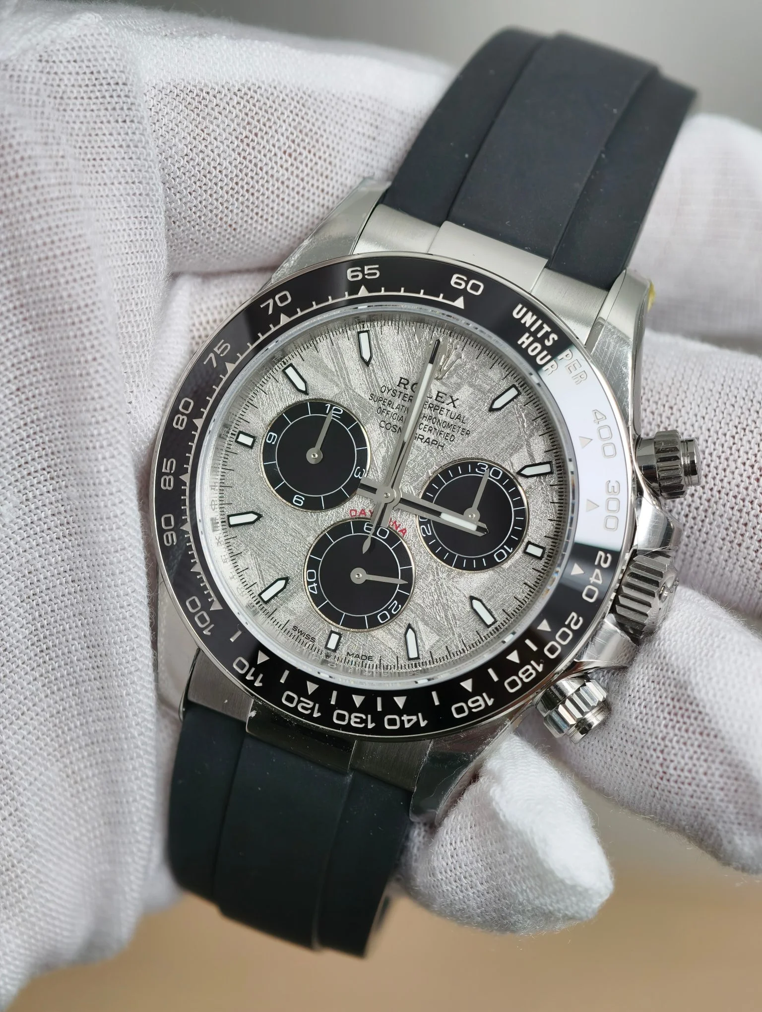 GYL Rolex Daytona 40mm White Gold Meteorite Dial Rubber Strap (126519LN) 11 Super Clone – DD4131 Movement-GYL-GaiYalun