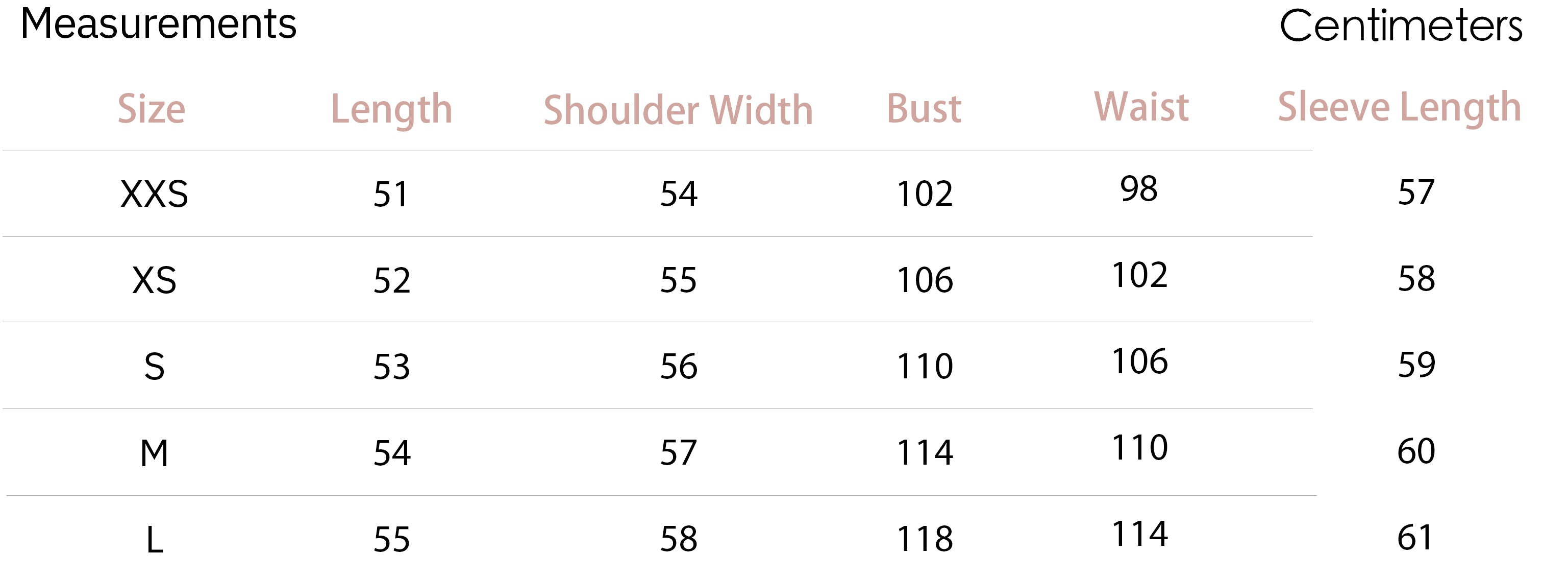 Fall 2020 - Measurement Chart - Petite Girls - Petite Fashion - Petite Studio NYC