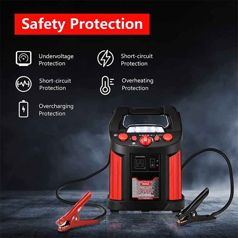 Jump Starter 180 PSI Air Compressor Portable Power Bank Charger with LED Flashlight DC Outlet