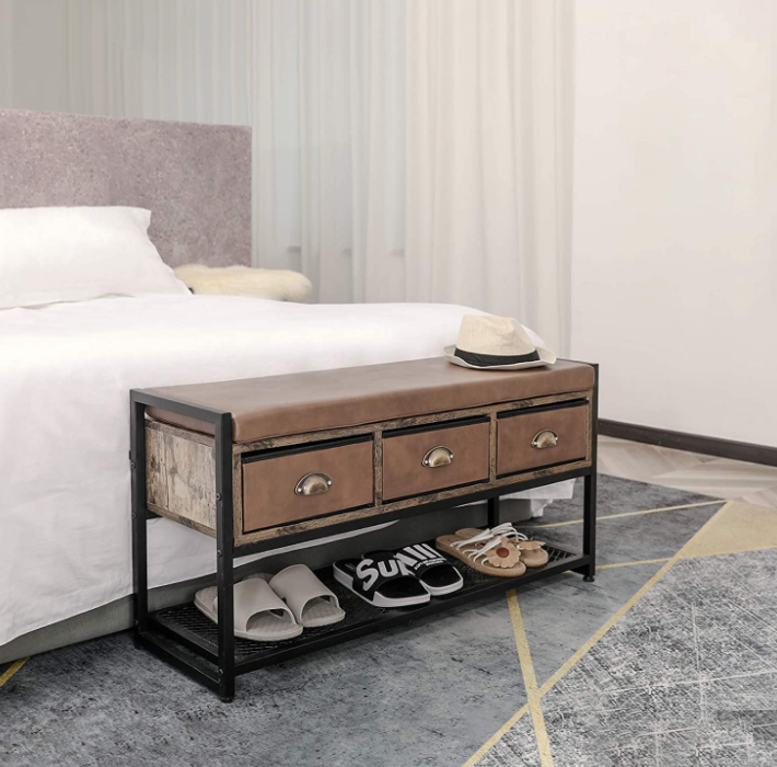 Xcosrack Industrial Shoe Bench Rack, 3Tier Shoe Storage Organizer