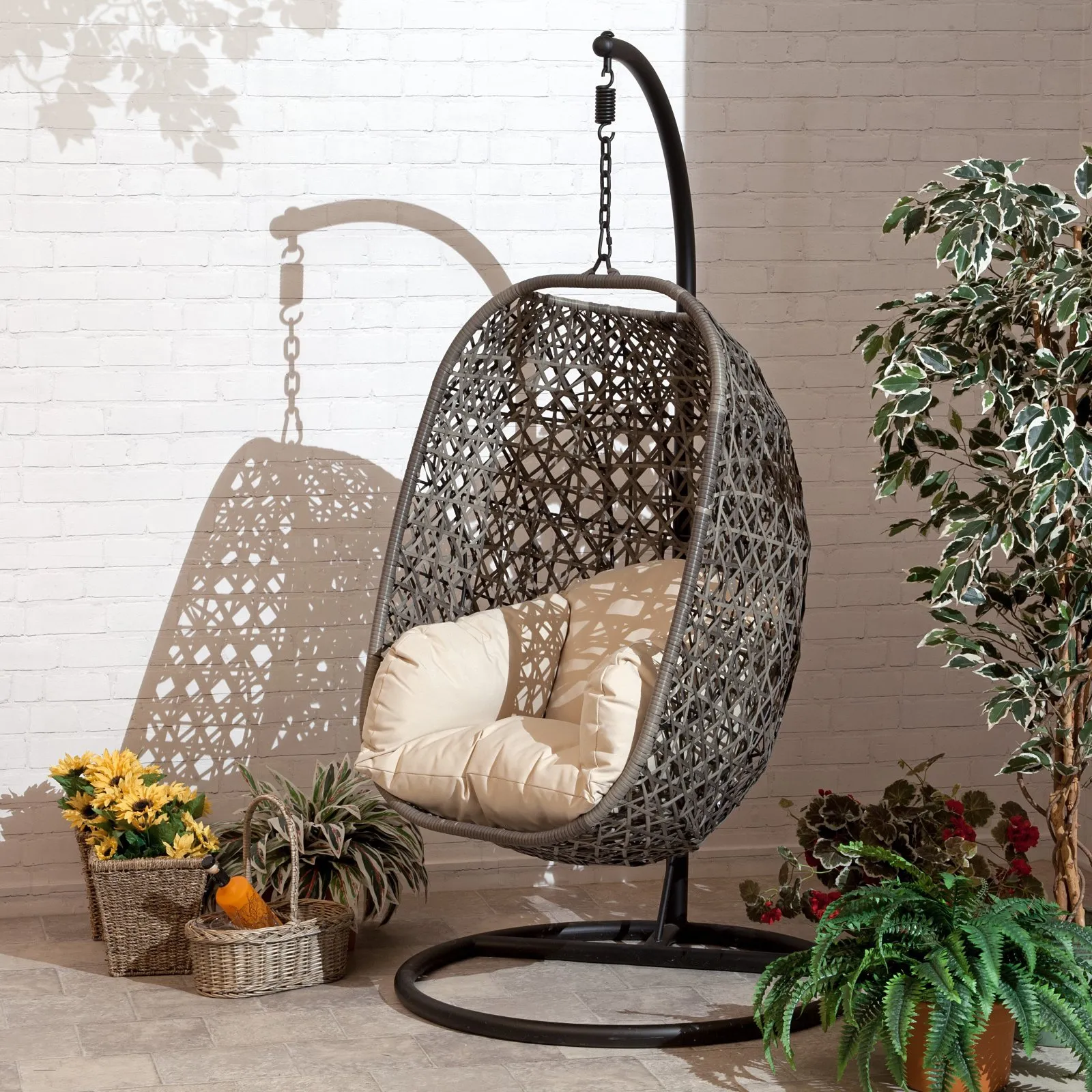 2023 Patio Wicker Swing Chair With Stand Rain Cover Included💝Buy Triple Free Giveaway Single