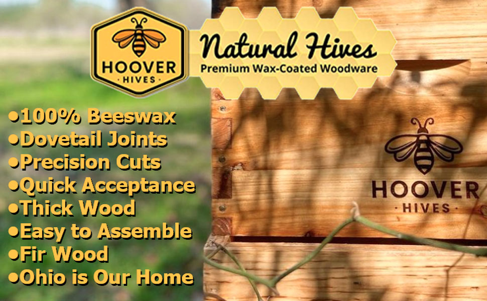 Hoover Hives beeswax coated bee hive on the right. Headquartered in United States of America - USA