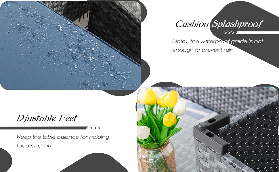 Silver Gray PE Wicker Furniture Conversation Sets