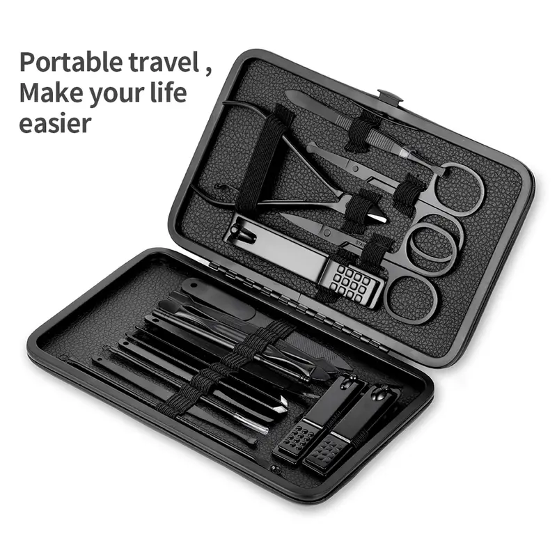 classic black manicure set hand feet facial stainless steel accessories 5 choices details 4