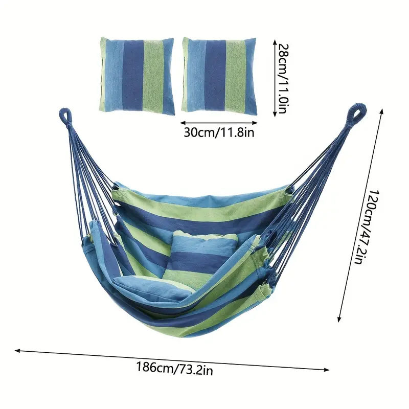 hammock chair 300lb weight capacity hanging rope swing chair portable comfortable hammock seat heavy duty hanging swing chair with 2 cushions 2m rope for home outdoor balcony garden yard details 2