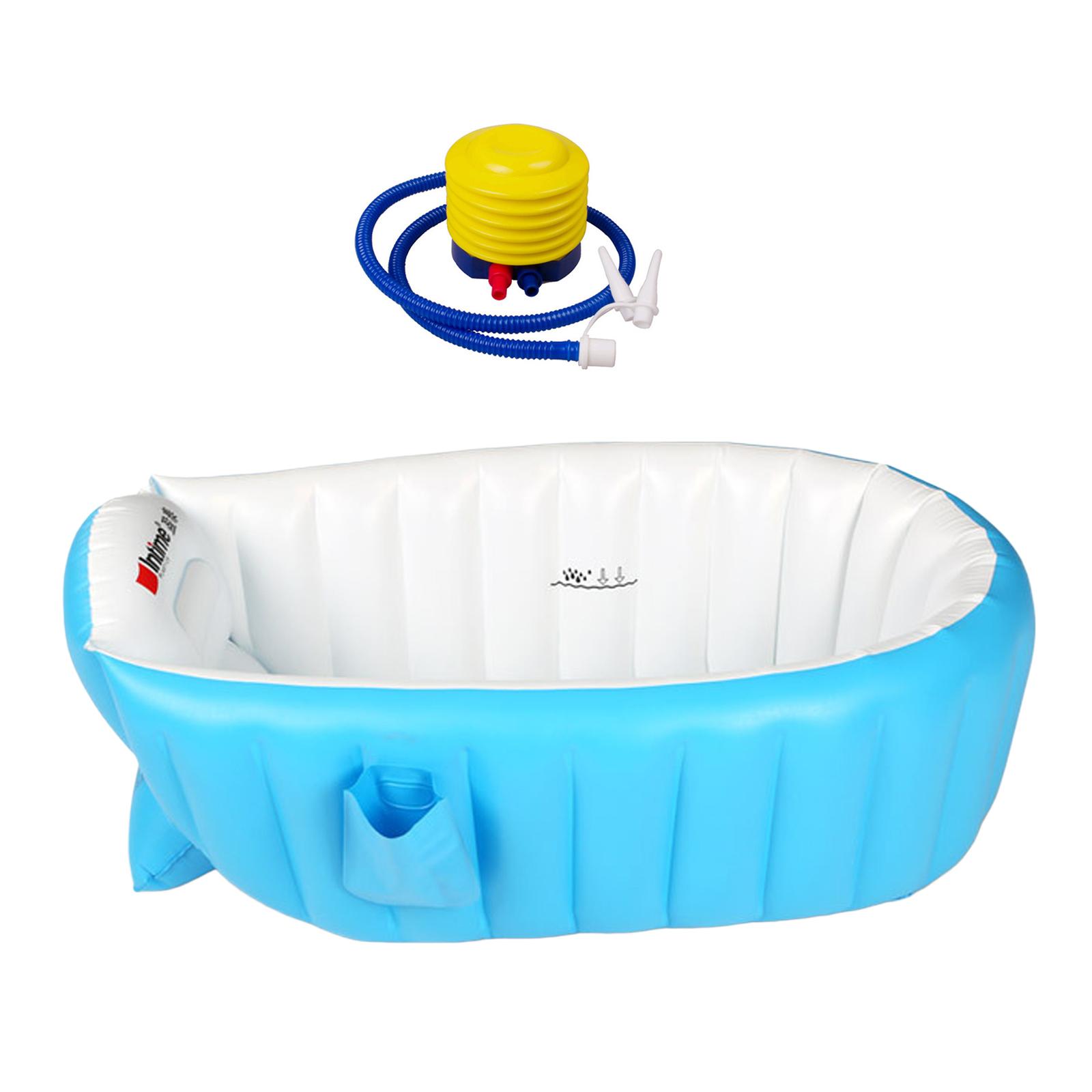 Inflatable Baby Bathtub with Air Pump with Water Level Foldable PVC Lightweight Inflatable Swimming Pool for Toddler Baby Home