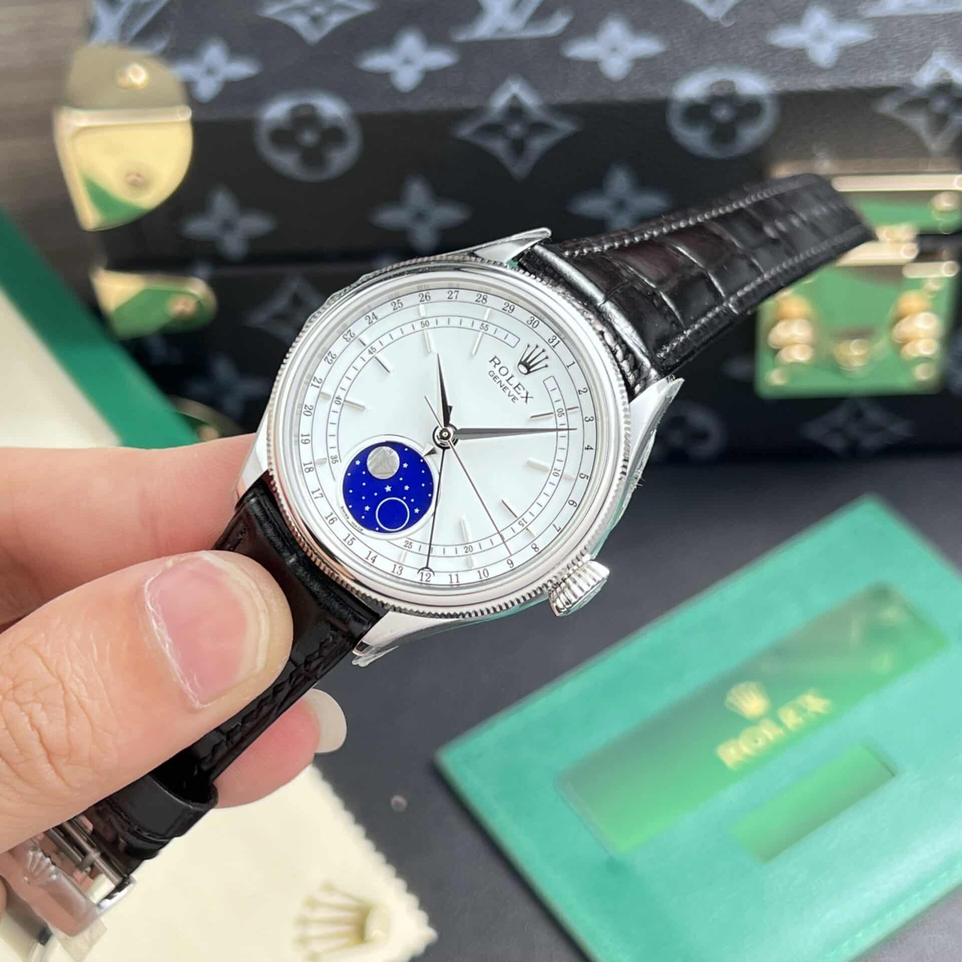 GYL Rolex Cellini Moonphase 50535 Rose Gold Leather Best Replica 39mm-GYL-GaiYalun