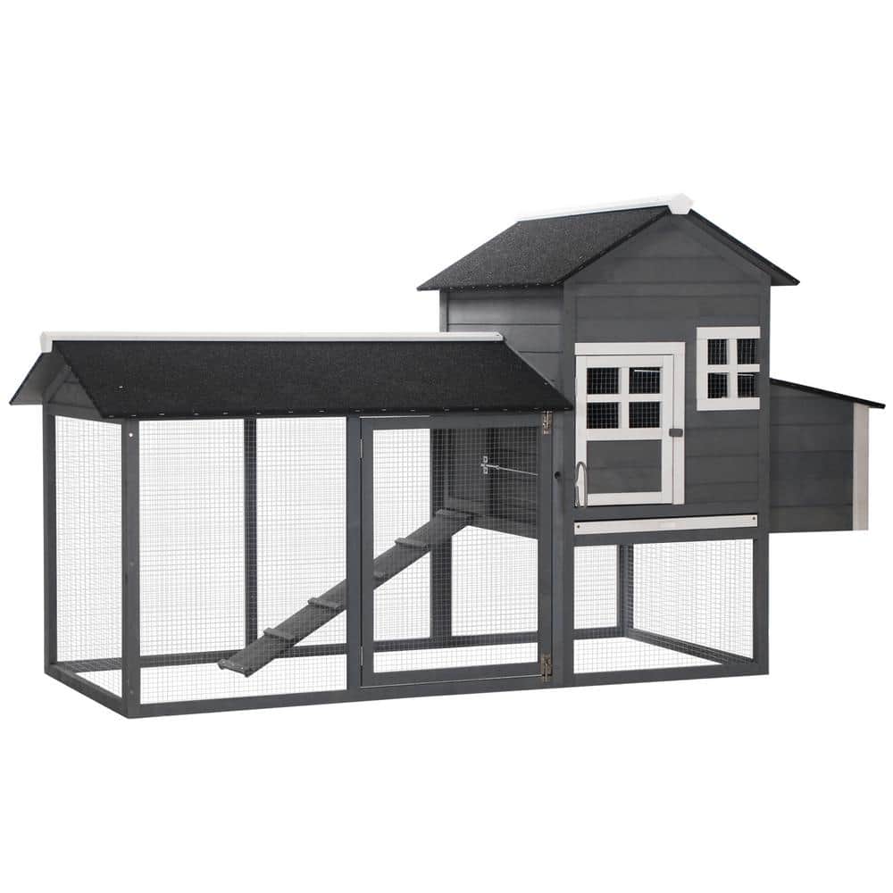 84 in. Grey Wooden Chicken House 12000Acre InGround Chicken Coop