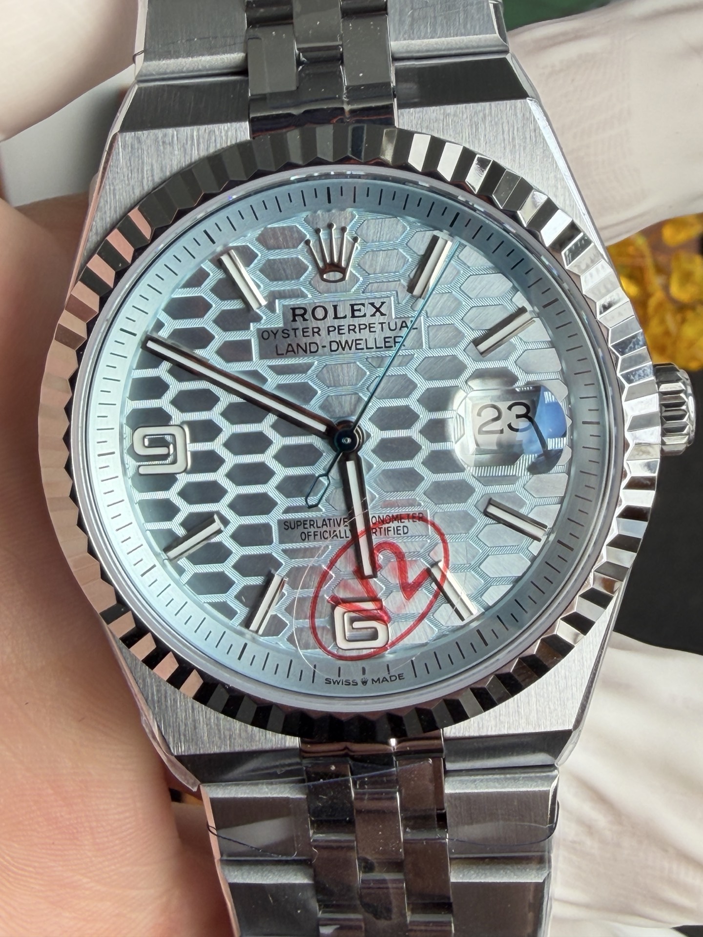 GYL Rolex Land-Dweller 127336-0001 Ice-blue Honeycomb-motif Dial Best Replica BPF 40mm-GYL-GaiYalun