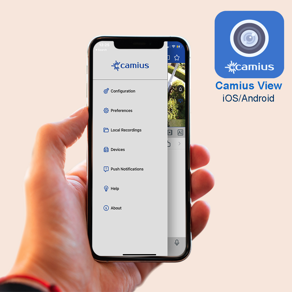 Camius View security camera smartphone app for iPhone, iPad, Android