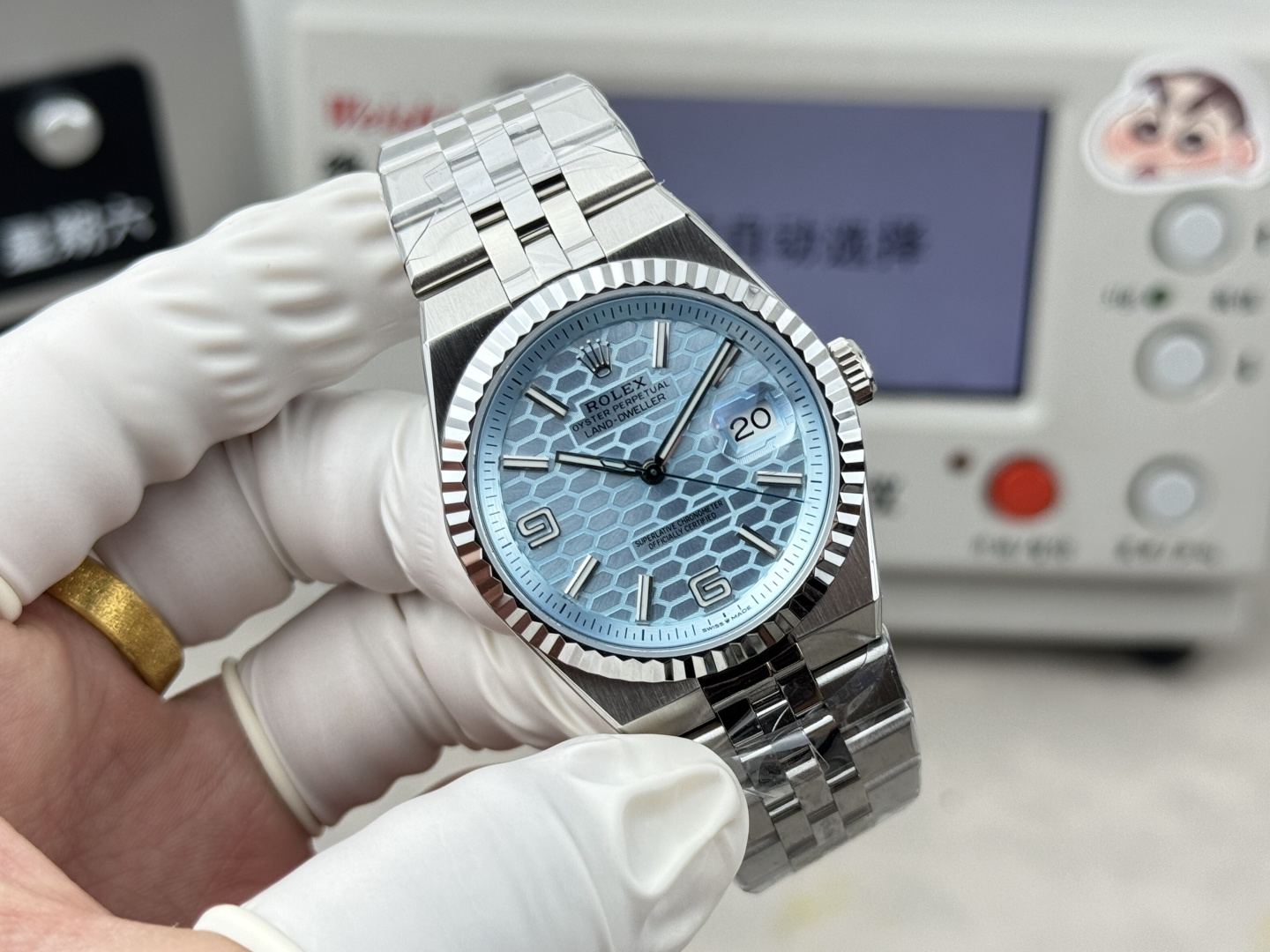 GYL Rolex Land-Dweller 127236-0001 Ice-blue Honeycomb-Motif Dial Best Replica BPF 36mm-GYL-GaiYalun