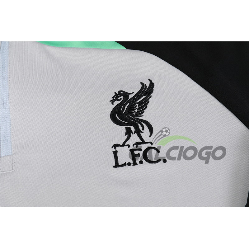 Tuta Calcio Liverpool Felpa Zips Bianco 2023-2024