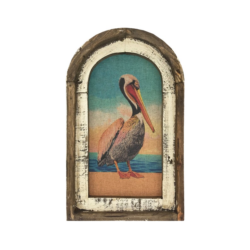 Pelican Wall Art  14 x 22  Arch Window Frame  image 1