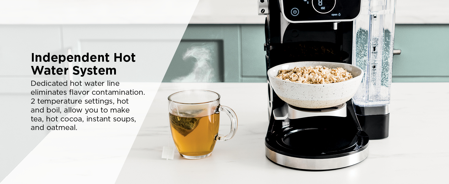 Independent Hot Water System Dedicated hot water tea, hot cocoa, instant soups, and oatmeal