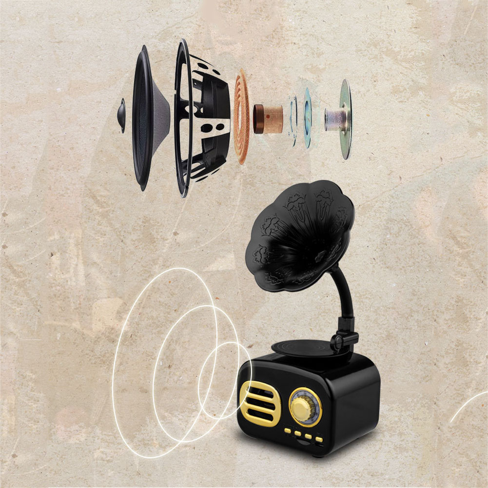 Hordozható Bluetooth Hangszóró – Retro Gramofon Dizájn