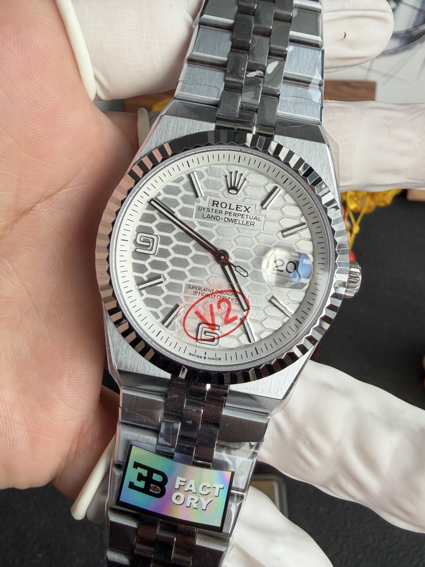 GYL Rolex Land-Dweller 127334-0001 White Honeycomb-motif Dial Jubilee Bracelet Best Replica BPF 40mm-GYL-GaiYalun